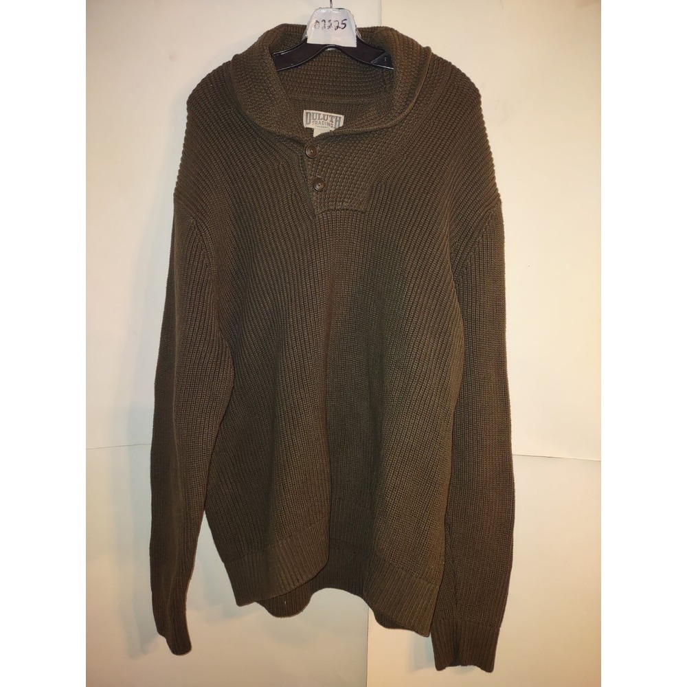 Duluth Trading Brigadier Sweater Men's XL Military Green Shawl Collar Tactical